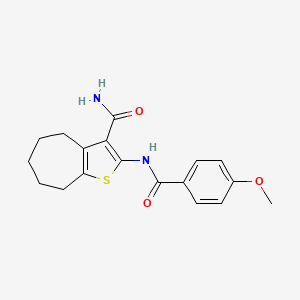 molecular formula C18H20N2O3S B5850887 2-[(4-methoxybenzoyl)amino]-5,6,7,8-tetrahydro-4H-cyclohepta[b]thiophene-3-carboxamide 