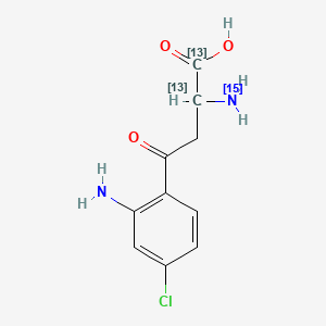 molecular formula C10H11ClN2O3 B585098 4-Chloro Kynurenine-13C2,15N CAS No. 1391051-72-1