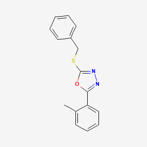 molecular formula C16H14N2OS B5851133 2-(benzylthio)-5-(2-methylphenyl)-1,3,4-oxadiazole 