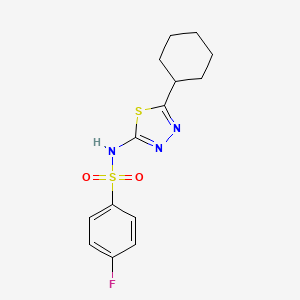 molecular formula C14H16FN3O2S2 B5851189 N-(5-cyclohexyl-1,3,4-thiadiazol-2-yl)-4-fluorobenzenesulfonamide 