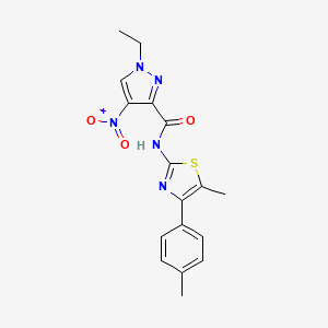 molecular formula C17H17N5O3S B5851200 1-ethyl-N-[5-methyl-4-(4-methylphenyl)-1,3-thiazol-2-yl]-4-nitro-1H-pyrazole-3-carboxamide 