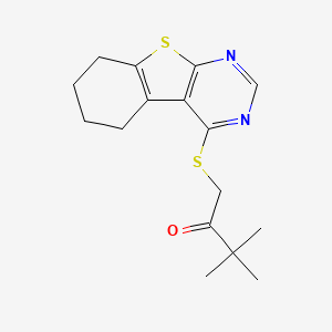 molecular formula C16H20N2OS2 B5851266 3,3-dimethyl-1-(5,6,7,8-tetrahydro[1]benzothieno[2,3-d]pyrimidin-4-ylthio)-2-butanone 