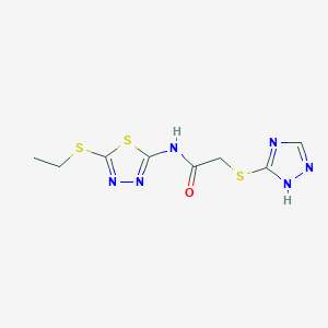 molecular formula C8H10N6OS3 B5851287 N-[5-(ethylthio)-1,3,4-thiadiazol-2-yl]-2-(1H-1,2,4-triazol-5-ylthio)acetamide 