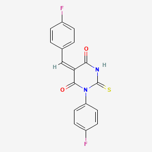 molecular formula C17H10F2N2O2S B5851327 5-(4-fluorobenzylidene)-1-(4-fluorophenyl)-2-thioxodihydro-4,6(1H,5H)-pyrimidinedione 