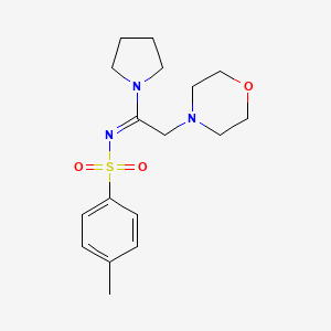 molecular formula C17H25N3O3S B5851393 4-methyl-N-[2-(4-morpholinyl)-1-(1-pyrrolidinyl)ethylidene]benzenesulfonamide 