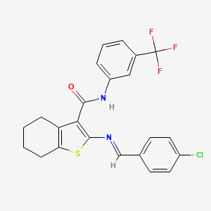 molecular formula C23H18ClF3N2OS B5851419 2-[(4-chlorobenzylidene)amino]-N-[3-(trifluoromethyl)phenyl]-4,5,6,7-tetrahydro-1-benzothiophene-3-carboxamide 