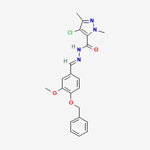 molecular formula C21H21ClN4O3 B5851429 N'-[4-(benzyloxy)-3-methoxybenzylidene]-4-chloro-1,3-dimethyl-1H-pyrazole-5-carbohydrazide 