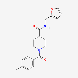 molecular formula C19H22N2O3 B5851459 N-(2-furylmethyl)-1-(4-methylbenzoyl)-4-piperidinecarboxamide 