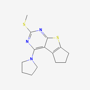 molecular formula C14H17N3S2 B5851670 2-(methylthio)-4-(1-pyrrolidinyl)-6,7-dihydro-5H-cyclopenta[4,5]thieno[2,3-d]pyrimidine 