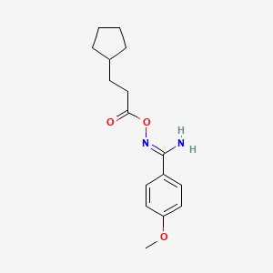 molecular formula C16H22N2O3 B5851694 N'-[(3-cyclopentylpropanoyl)oxy]-4-methoxybenzenecarboximidamide 