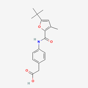 molecular formula C18H21NO4 B5851782 {4-[(5-tert-butyl-3-methyl-2-furoyl)amino]phenyl}acetic acid 
