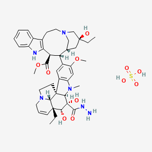 methyl (13R,14S,15R,17S)-17-ethyl-14-[(1R,9R,10S,11R,12R,19R)-12-ethyl-10-(hydrazinecarbonyl)-10,11-dihydroxy-5-methoxy-8-methyl-8,16-diazapentacyclo[10.6.1.01,9.02,7.016,19]nonadeca-2(7),3,5,13-tetraen-4-yl]-17-hydroxy-1,11-diazatetracyclo[13.3.1.04,12.05,10]nonadeca-4(12),5,7,9-tetraene-13-carboxylate;sulfuric acid