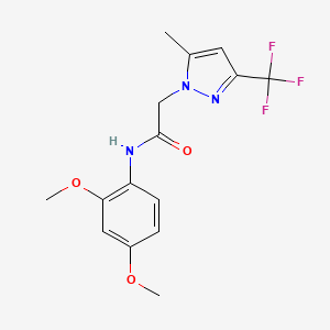 molecular formula C15H16F3N3O3 B5851923 N-(2,4-dimethoxyphenyl)-2-[5-methyl-3-(trifluoromethyl)-1H-pyrazol-1-yl]acetamide 