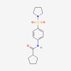 molecular formula C16H22N2O3S B5851945 N-[4-(1-pyrrolidinylsulfonyl)phenyl]cyclopentanecarboxamide 