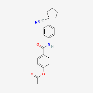 molecular formula C21H20N2O3 B5852054 4-({[4-(1-cyanocyclopentyl)phenyl]amino}carbonyl)phenyl acetate 
