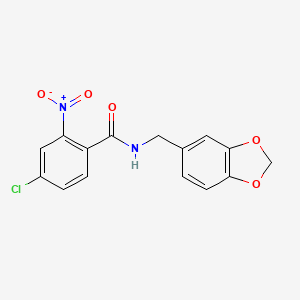 molecular formula C15H11ClN2O5 B5852069 N-(1,3-benzodioxol-5-ylmethyl)-4-chloro-2-nitrobenzamide 