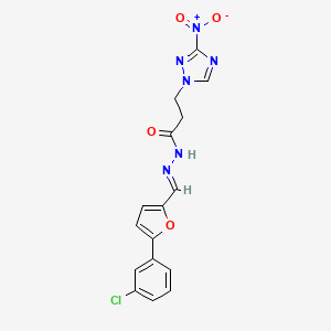 molecular formula C16H13ClN6O4 B5852134 N'-{[5-(3-chlorophenyl)-2-furyl]methylene}-3-(3-nitro-1H-1,2,4-triazol-1-yl)propanohydrazide 