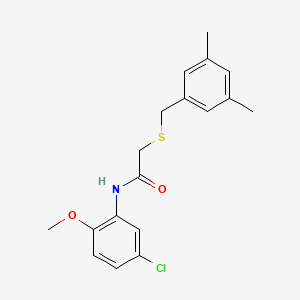 molecular formula C18H20ClNO2S B5852308 N-(5-chloro-2-methoxyphenyl)-2-[(3,5-dimethylbenzyl)thio]acetamide 