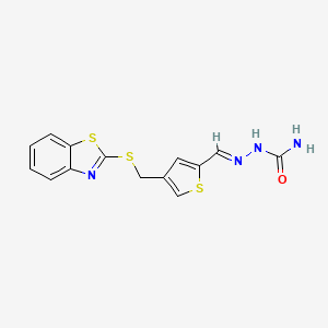 molecular formula C14H12N4OS3 B5852346 4-[(1,3-benzothiazol-2-ylthio)methyl]thiophene-2-carbaldehyde semicarbazone 