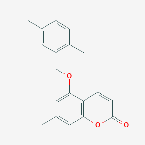 molecular formula C20H20O3 B5852379 5-[(2,5-dimethylbenzyl)oxy]-4,7-dimethyl-2H-chromen-2-one 
