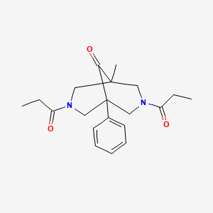 molecular formula C20H26N2O3 B5852392 1-methyl-5-phenyl-3,7-dipropionyl-3,7-diazabicyclo[3.3.1]nonan-9-one 