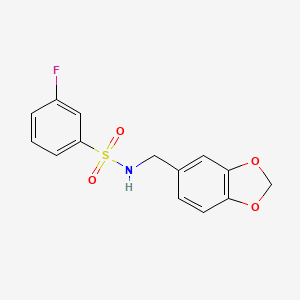 molecular formula C14H12FNO4S B5852519 N-(1,3-benzodioxol-5-ylmethyl)-3-fluorobenzenesulfonamide 