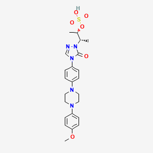 molecular formula C23H29N5O6S B585256 De-1-((2-(2,4-dichlorophenyl)-1,3-dioxolan-2-yl)methyl)-1H-1,2,4-triazole Itraconazole Sulfate CAS No. 765882-88-0