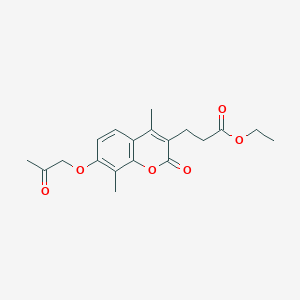 molecular formula C19H22O6 B5852560 ethyl 3-[4,8-dimethyl-2-oxo-7-(2-oxopropoxy)-2H-chromen-3-yl]propanoate 