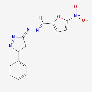 molecular formula C14H11N5O3 B5852642 5-nitro-2-furaldehyde (5-phenyl-4,5-dihydro-3H-pyrazol-3-ylidene)hydrazone 