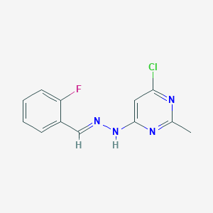 molecular formula C12H10ClFN4 B5852748 2-fluorobenzaldehyde (6-chloro-2-methyl-4-pyrimidinyl)hydrazone 