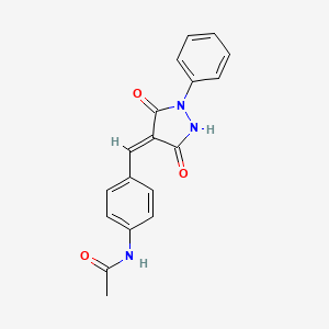 molecular formula C18H15N3O3 B5852772 N-{4-[(3,5-dioxo-1-phenyl-4-pyrazolidinylidene)methyl]phenyl}acetamide 