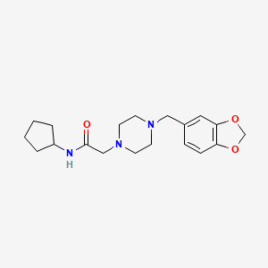 molecular formula C19H27N3O3 B5852801 2-[4-(1,3-benzodioxol-5-ylmethyl)-1-piperazinyl]-N-cyclopentylacetamide 