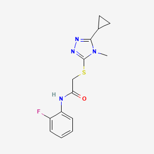 molecular formula C14H15FN4OS B5852817 2-[(5-cyclopropyl-4-methyl-4H-1,2,4-triazol-3-yl)thio]-N-(2-fluorophenyl)acetamide 