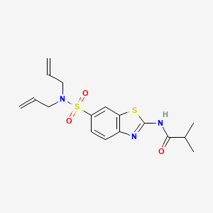 molecular formula C17H21N3O3S2 B5852840 N-{6-[(diallylamino)sulfonyl]-1,3-benzothiazol-2-yl}-2-methylpropanamide 