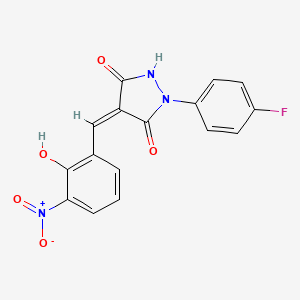 molecular formula C16H10FN3O5 B5853049 1-(4-fluorophenyl)-4-(2-hydroxy-3-nitrobenzylidene)-3,5-pyrazolidinedione 