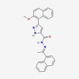 molecular formula C27H22N4O2 B5853137 3-(2-methoxy-1-naphthyl)-N'-[1-(1-naphthyl)ethylidene]-1H-pyrazole-5-carbohydrazide 