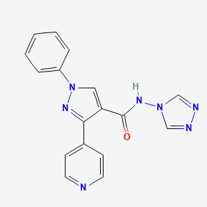 molecular formula C17H13N7O B5853189 1-phenyl-3-(4-pyridinyl)-N-4H-1,2,4-triazol-4-yl-1H-pyrazole-4-carboxamide 