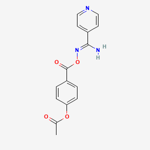 molecular formula C15H13N3O4 B5853358 4-[({[amino(4-pyridinyl)methylene]amino}oxy)carbonyl]phenyl acetate 