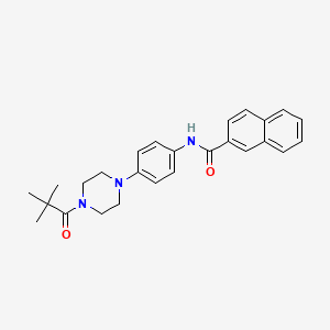 molecular formula C26H29N3O2 B5853374 N-{4-[4-(2,2-dimethylpropanoyl)-1-piperazinyl]phenyl}-2-naphthamide 