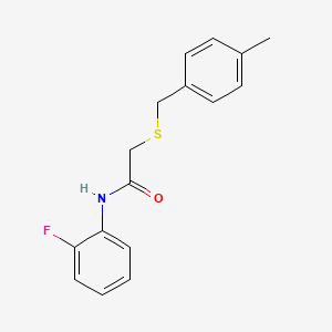 molecular formula C16H16FNOS B5853436 N-(2-fluorophenyl)-2-[(4-methylbenzyl)thio]acetamide 