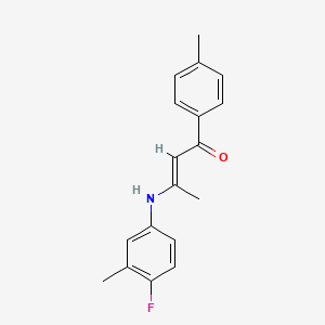 molecular formula C18H18FNO B5853479 3-[(4-fluoro-3-methylphenyl)amino]-1-(4-methylphenyl)-2-buten-1-one 