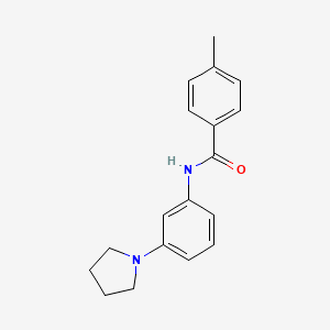 molecular formula C18H20N2O B5853540 4-methyl-N-[3-(1-pyrrolidinyl)phenyl]benzamide 