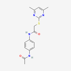 molecular formula C16H18N4O2S B5853548 N-[4-(acetylamino)phenyl]-2-[(4,6-dimethyl-2-pyrimidinyl)thio]acetamide 