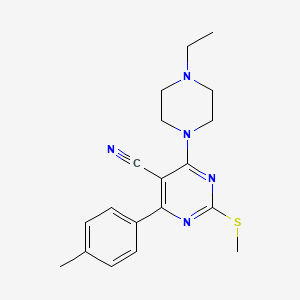 4-(4-ethyl-1-piperazinyl)-6-(4-methylphenyl)-2-(methylthio)-5-pyrimidinecarbonitrile