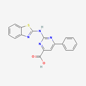 molecular formula C18H12N4O2S B5853582 2-(1,3-benzothiazol-2-ylamino)-6-phenyl-4-pyrimidinecarboxylic acid 