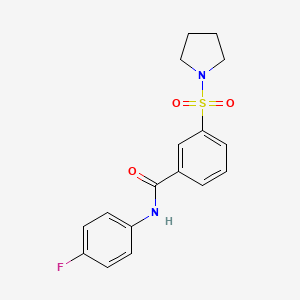 molecular formula C17H17FN2O3S B5853611 N-(4-fluorophenyl)-3-(1-pyrrolidinylsulfonyl)benzamide 