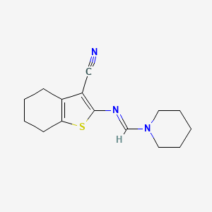 molecular formula C15H19N3S B5853838 2-[(1-piperidinylmethylene)amino]-4,5,6,7-tetrahydro-1-benzothiophene-3-carbonitrile 