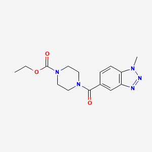 molecular formula C15H19N5O3 B5853848 ethyl 4-[(1-methyl-1H-1,2,3-benzotriazol-5-yl)carbonyl]-1-piperazinecarboxylate 