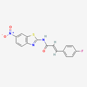 molecular formula C16H10FN3O3S B5853884 3-(4-fluorophenyl)-N-(6-nitro-1,3-benzothiazol-2-yl)acrylamide 