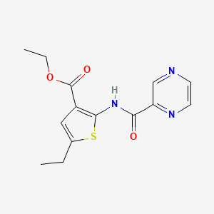 molecular formula C14H15N3O3S B5853890 ethyl 5-ethyl-2-[(2-pyrazinylcarbonyl)amino]-3-thiophenecarboxylate 
